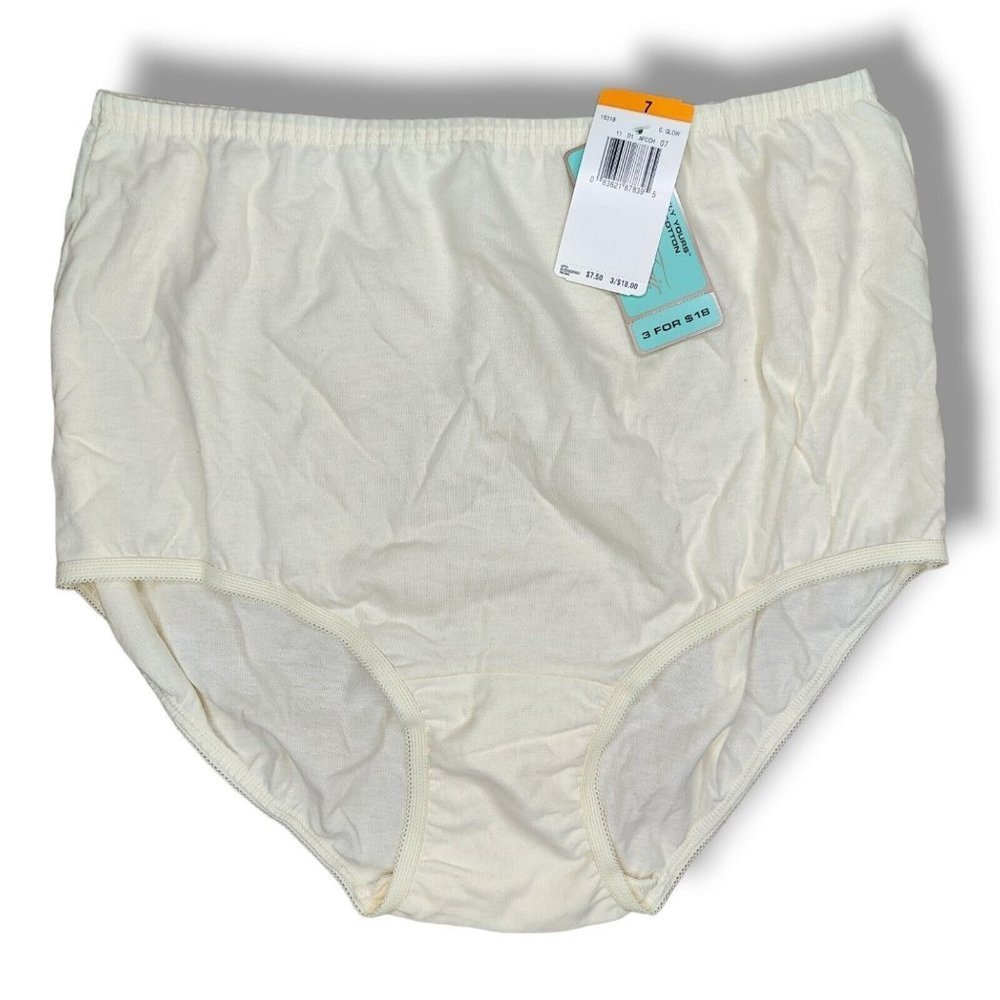 Vtg Vanity Fair Perfectly Yours Cotton Brief Panty L/XL Size 7 Ivory Cream